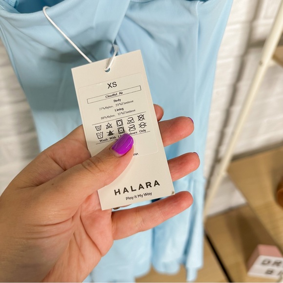 HALARA Blue Cloudful Air Fabric Backless Crisscross Layered Ruffle Mini Dress - Picture 3 of 3